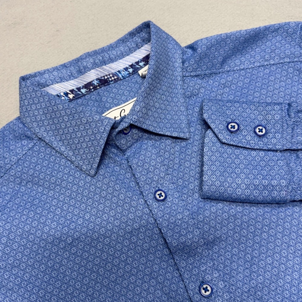 Robert Graham Small Classic Fit Blue Geometric Long Sleeve Button Down Shirt